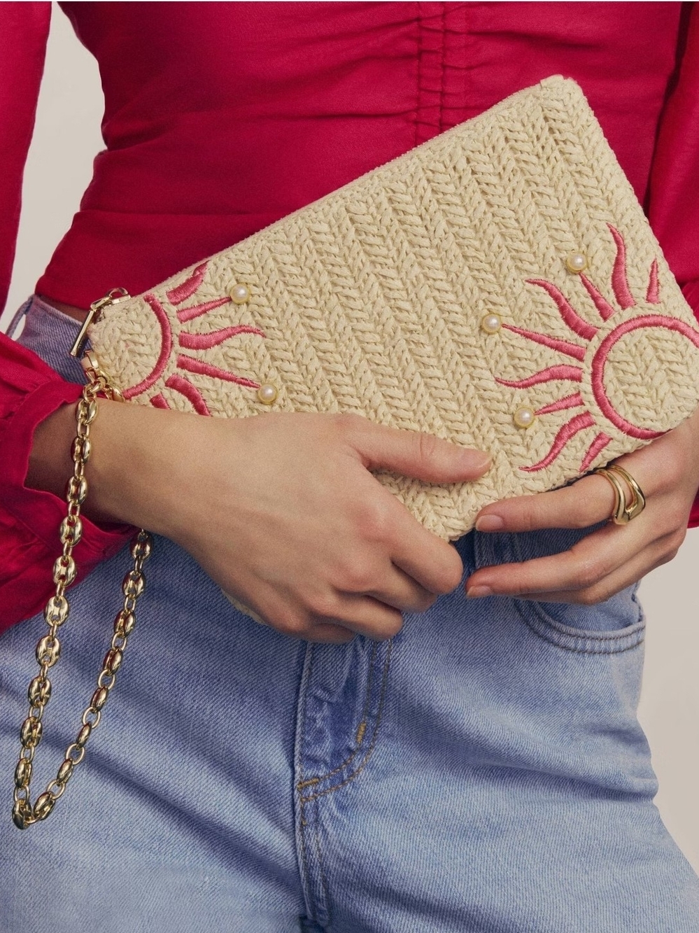 Kendra Scott Solana Pouch - Pink/Natural One